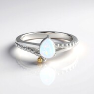 Zilveren ring met een Welo-opaal (Granulieren)