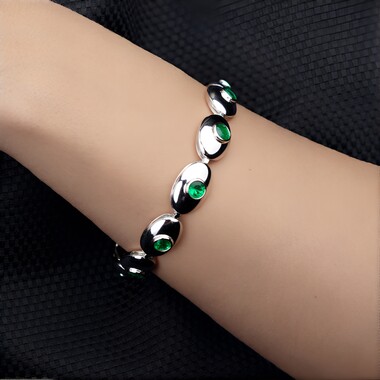 Brazalete en plata con Esmeralda de Zambia