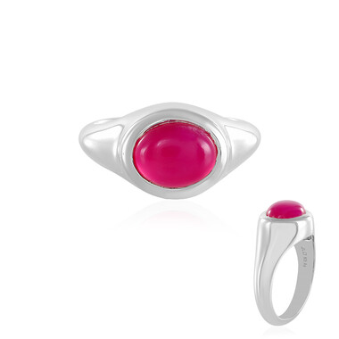 Anello in argento con Calcedonio Lampone