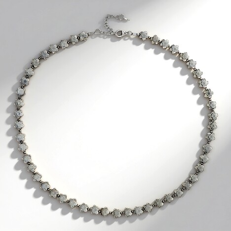 Collier en argent et Hématite argentée