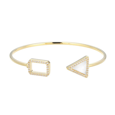 White Quartz Silver Bangle