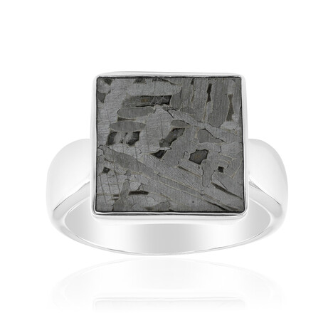 Anello in argento con Meteoriti di Aletai
