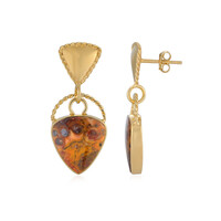 Orecchini in argento con Legno di Palma Pietrificato (Bali Barong)