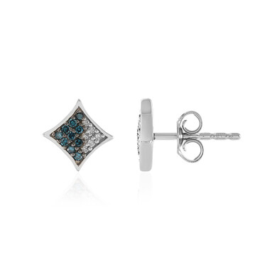 Blauer I2 Diamant-Silberohrringe