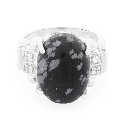 Schneeflocken-Obsidian-Silberring