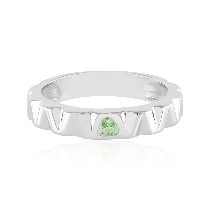 Anello moderno in argento da uomo con tsavorite tanzaniana a brillante