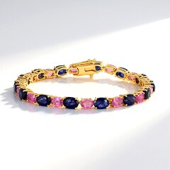 Bracciale in argento con Zaffiro Blu del Madagascar