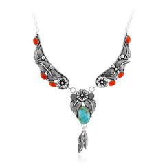 Zilveren halsketting met een Blauwe Kingman Mohave Turkoois (Jones Lee)