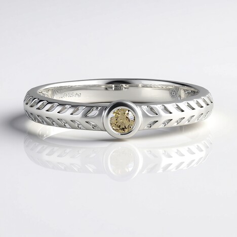 Anello in argento con Diamante Champagne I2 (Ornaments by de Melo)