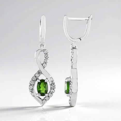 Orecchini in argento con Diopside Russo