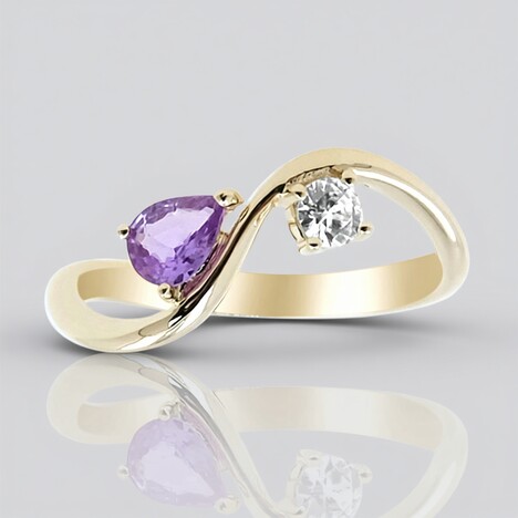 Anello in oro con Zaffiro Ceylon Porpora