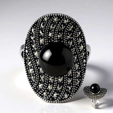 Zilveren ring met een Tahiti parel (Annette classic)