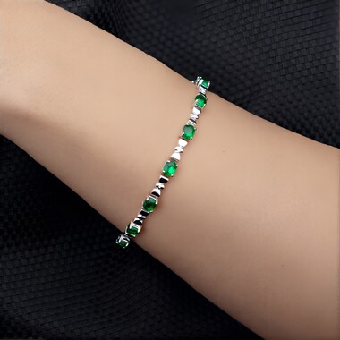 Bracelet en argent et Emeraude de Zambie