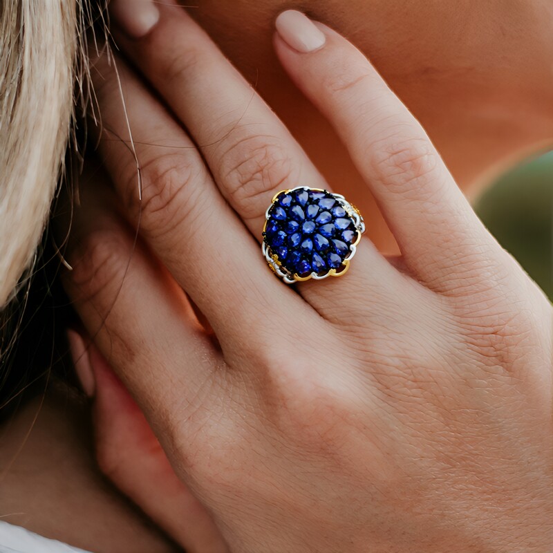 Zilveren ring met tanzanieten (Gems en Vogue)
