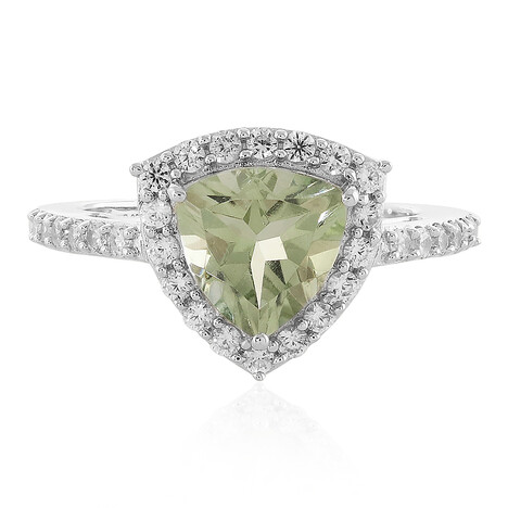 Zilveren ring met een groene amethist