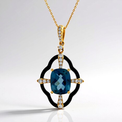 Collana in oro con Topazio Blu Londra