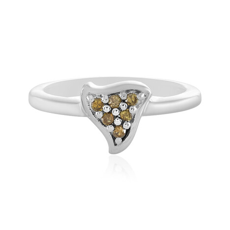 I3 Champagner-Diamant-Silberring