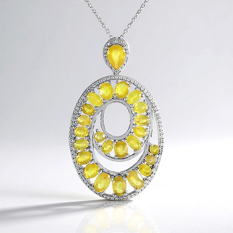 Collier en argent et Saphir jaune de Madagascar