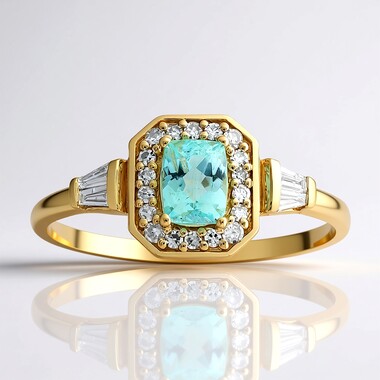 Anillo en oro con Turmalina Paraíba de Brasil (AMAYANI)