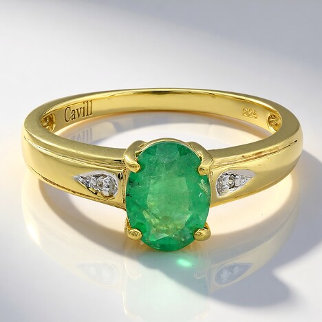 Anello placcato in oro con Smeraldo Bahia
