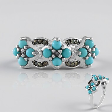 Anillo en plata con Turquesa bella durmiente
