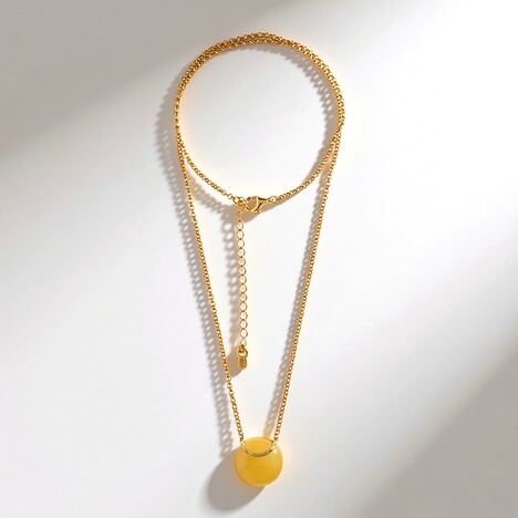 Collana in argento con Ambra Milky Baltica (dagen)