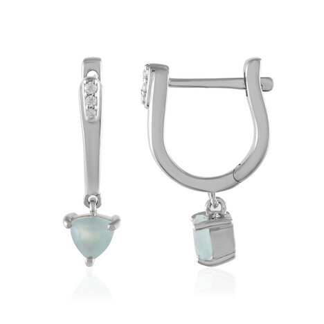 Boucles d'oreilles en argent et Calcédoine d'eau