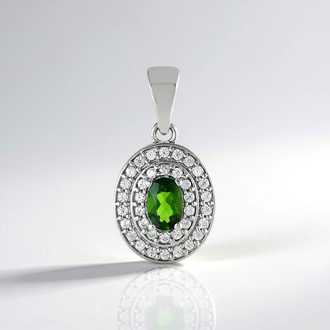 Ciondolo in argento con Diopside Russo