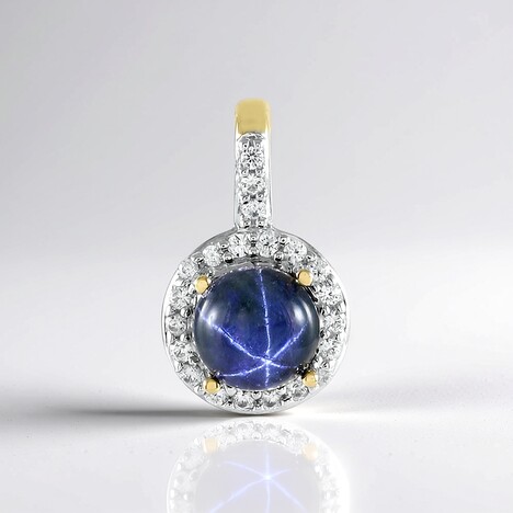 Ciondolo in argento con Zaffiro Stellato Blu