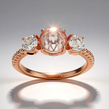 Anillo en plata con Cuarzo rosa