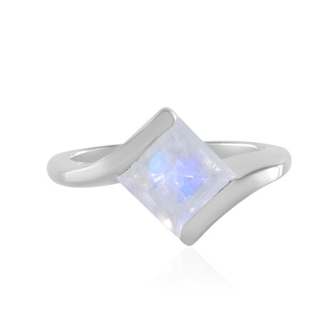 Zilveren ring met een regenboog maansteen