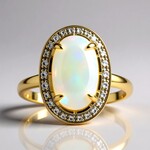 Anello in oro con Opale Bianco Brasiliano