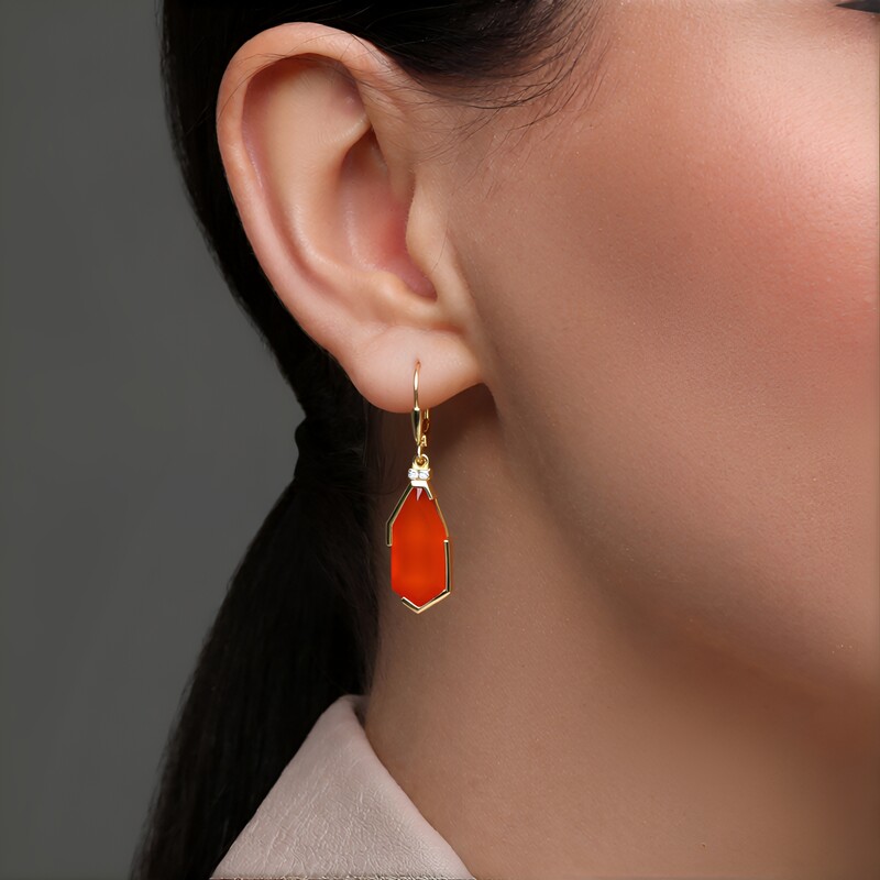 Roter Onyx-Silberohrringe