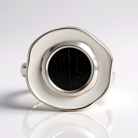 Anello in argento con Meteoriti di Aletai