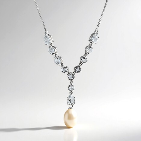 Collana in argento con Perla d'Acqua Dolce Bianca