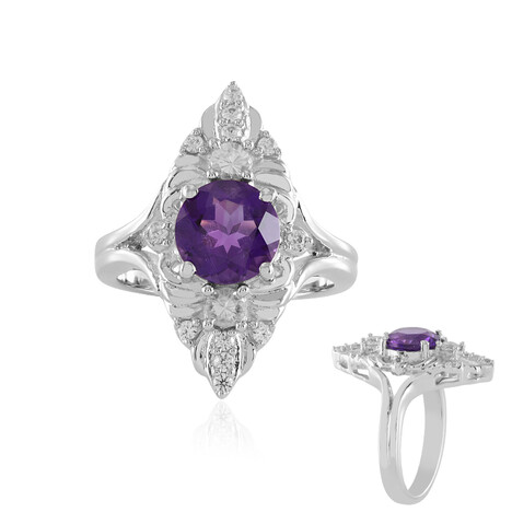 Zilveren ring met een Zambia-amethist