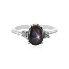 Anillo en plata con Zafiro estrella negra