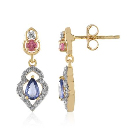 Nicht erhitzter Blauer Ceylon-Saphir-Silberohrringe