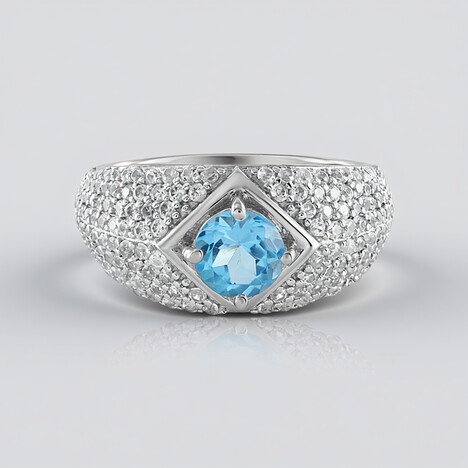 Anello in argento con Topazio Blu Svizzero (de Melo)