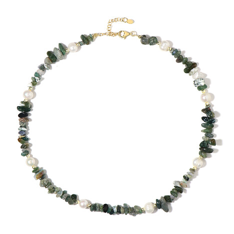 Collier en argent et Agate mousse (Riya)
