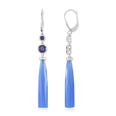 Zilveren oorbellen met Blauwe chalcedonen