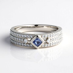 Bague en argent et Saphir bleu de Ceylan