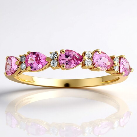Anello in oro con Zaffiro Ceylon Rosa