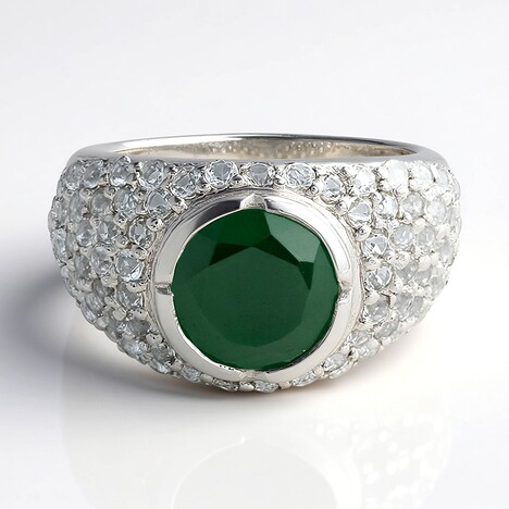 Anello in argento con Calcedonio Verde