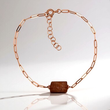 Strawberry Quartz Silver Bracelet (Joias do Paraíso)