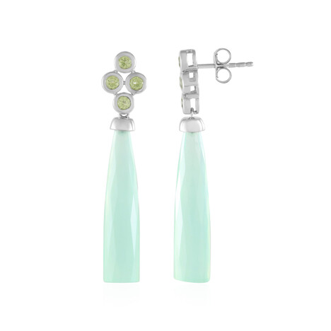 Gouden oorbellen met groene chalcedoonstenen (KM by Juwelo)