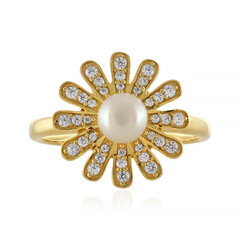 Weiße Süßwasserzuchtperlen-Silberring