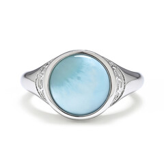 Zilveren ring met een larimar