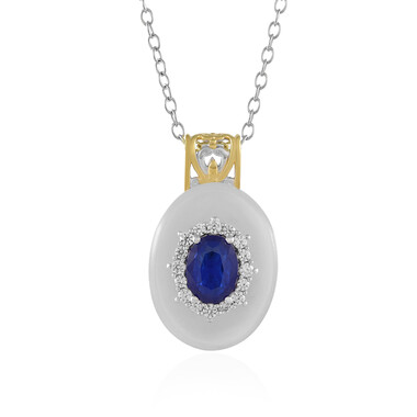 Zilveren halsketting met een Witte Agaat (Gems en Vogue)