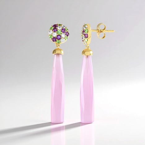 Boucles d'oreilles en argent et Calcédoine lavande (KM by Juwelo)